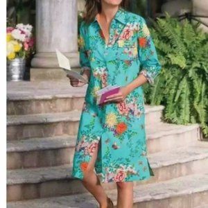 Soft Surroundings Floral Butterfly Shirt Dress Get Ready for Spring MEDIUM